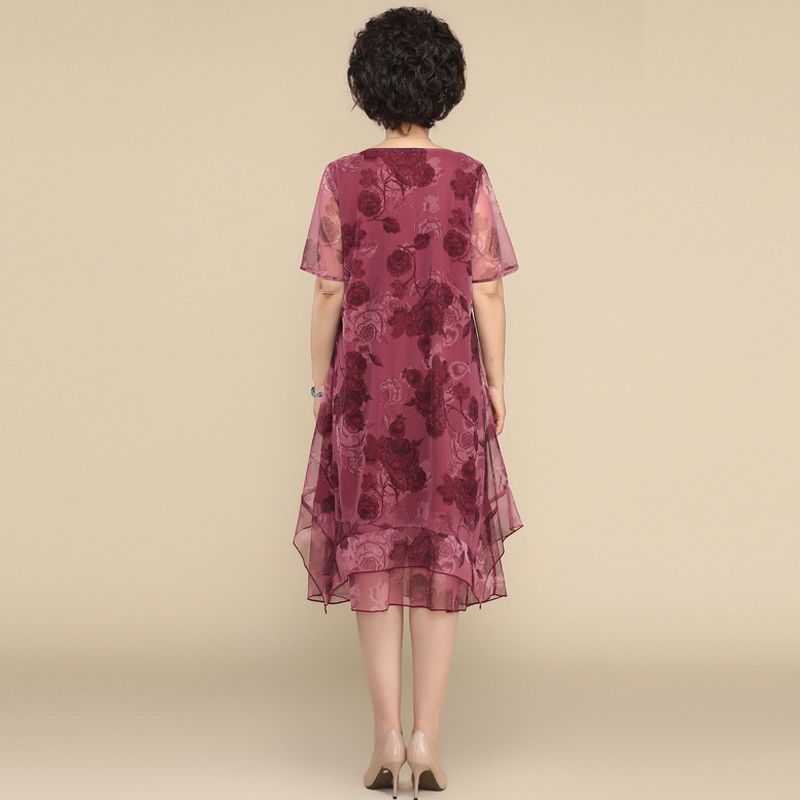 NEW O-Neck Short Sleeve Dresse - Summer Clothing For 70 Year Old Woman review and price