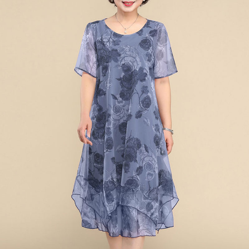 NEW O-Neck Short Sleeve Dresse - Summer Clothing For 70 Year Old Woman review and price