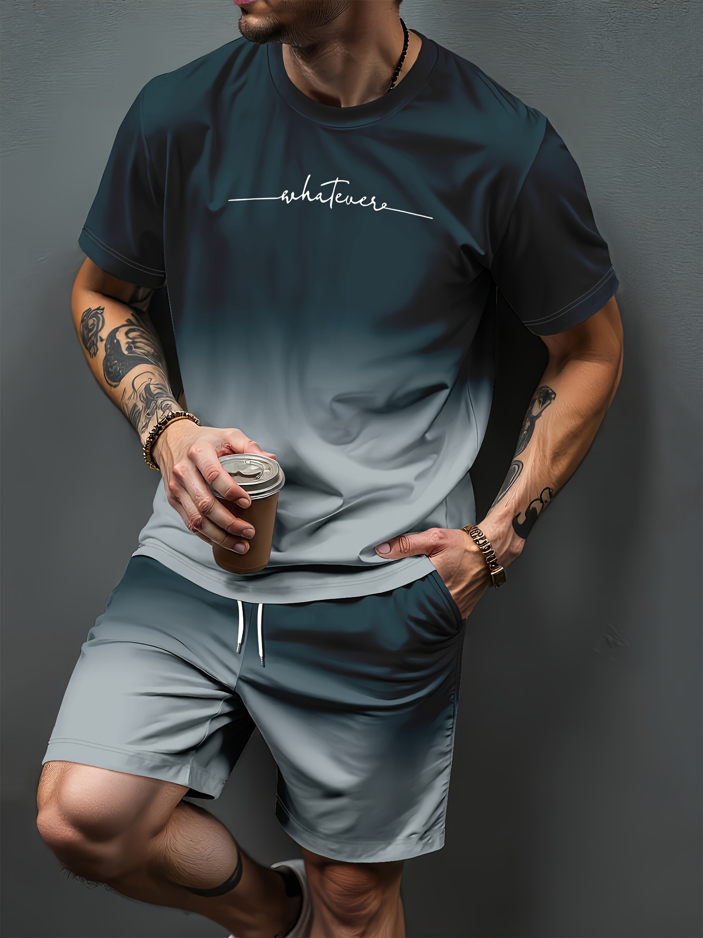 Gradient Letter Pattern 3D Pri - Summer Alt Clothing review and price