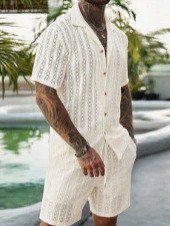 Men Crochet Knit 2 Piece Set L - Summer Clothing Line review and price
