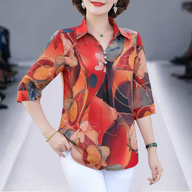 Summer Vintage Floral Printed  - Summer Clothing For 70 Year Old Woman review and price