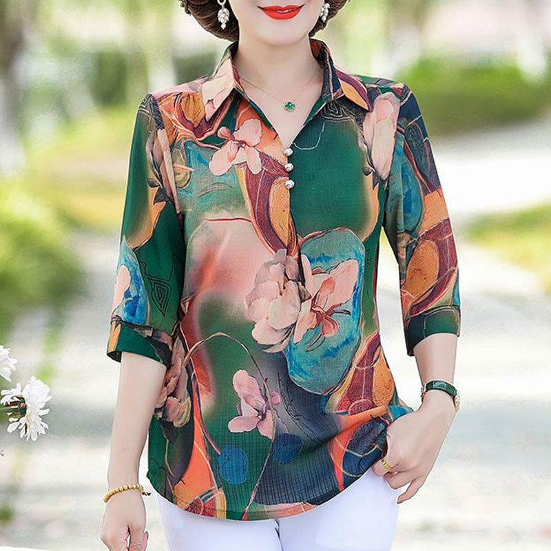 Summer Vintage Floral Printed  - Summer Clothing For 70 Year Old Woman review and price