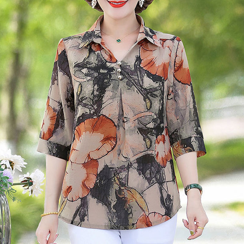 Summer Vintage Floral Printed  - Summer Clothing For 70 Year Old Woman review and price