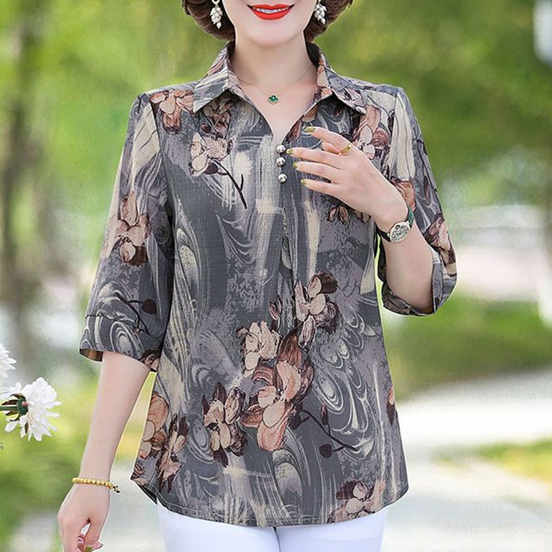 Summer Vintage Floral Printed  - Summer Clothing For 70 Year Old Woman review and price