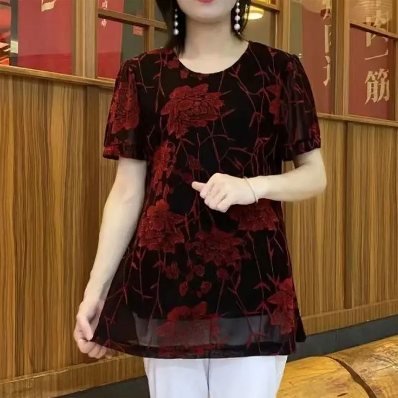 New Floral Bright silk Gauze p - Summer Clothing For 70 Year Old Woman review and price