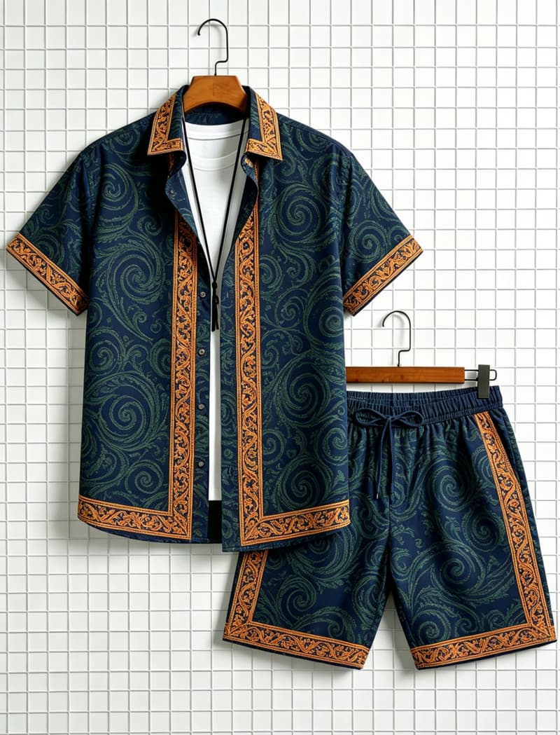 Men's ethnic border printed sh - Summer Clothing Line review and price