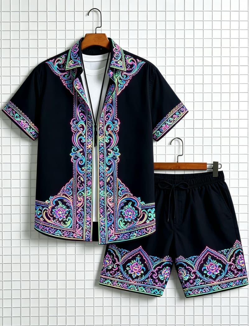 Men's ethnic border printed sh - Summer Clothing Line review and price