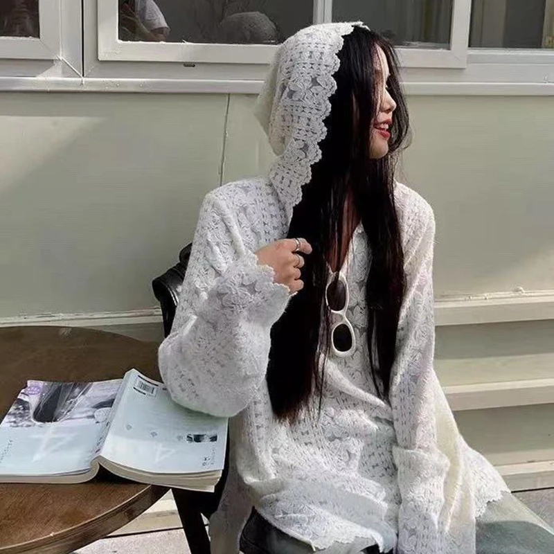 Y2K Lace Hooded Shirts Women S - Summer Clothing Aesthetic review and price